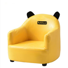 Load image into Gallery viewer, Rollsford Seating Furniture, Leather Cover Chair for Children, Single Sofa for Kids with Bear Ears Shape Design, Perfect Furniture Gift for Children, Yellow