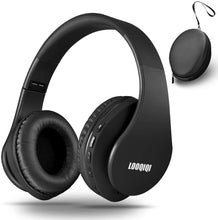 Load image into Gallery viewer, LOOQIQI Wireless Bluetooth Headsets Over-Ear with Deep Bass, Foldable Wireless and Wired Stereo Headset Buit in Mic for Cell Phone, PC,TV, PC,Light Weight for Prolonged Wearing (Black)