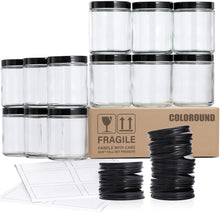 Load image into Gallery viewer, COLOROUND 12 Pack Glass Jars with Lids, Clear Round Jars for Spice, Powder, Liquid, Sample - Dishwasher Safe