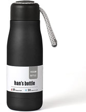 Load image into Gallery viewer, han's bottle Vacuum Bottles, Vacuum Insulated Water Bottle, Leakproof Double-Walled Gym Water Bottle, BPA free Water Bottle, Wide Mouth Sports Bottle with Handle, Black,12oz (350ml)