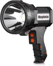 Load image into Gallery viewer, Hayinta Rechargeable Spotlight,Spot Lights Hand held Large Flashlight 6000 lumens Handheld Spotlight Lightweight and Super Bright Flashlight (Aluminium_Alloy Black)