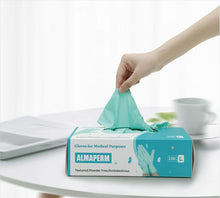 Load image into Gallery viewer, ALMAPERM Gloves for Medical Purposes, PVC Medical Gloves, Powder Free, Disposable Medical Gloves, 100 Pcs