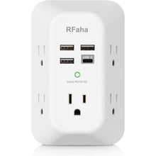 Load image into Gallery viewer, RFaha Adapter Plug with 4 USB Charging Ports ( 1 USB C Outlet), Multi Plug Outlets for Home Travel Office