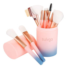 Load image into Gallery viewer, sulvgo Cosmetic Brush Sets - 12 Pcs Cosmetic Brushes for Foundation Eyeshadow Eyebrow Eyeliner Blush Powder Concealer Contour