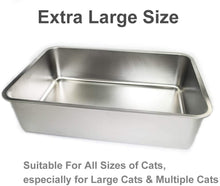 Load image into Gallery viewer, Sacenfen Extra Large Metal Cat Litter Pan, Stainless Steel Durable Litter Pan for Large or Multiple Cats, Kitty Litter Pan with Smooth Surface and Easy to Clean