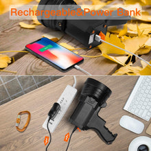 Load image into Gallery viewer, Hayinta Rechargeable Spotlight,Spot Lights Hand held Large Flashlight 6000 lumens Handheld Spotlight Lightweight and Super Bright Flashlight (Aluminium_Alloy Black)