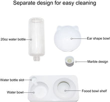 Load image into Gallery viewer, KITCHELVES Plastic Pet Feeding Dishes, Tilted Gravity Pet Food Feeding Dishes Set with Automatic Water Bottle, 15°Tilted Design