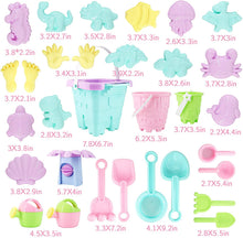 Load image into Gallery viewer, PYBSCYPENG Sand Toy Set,33 PCS Including Beach Bucket, Water Wheel, Watering Can, Shovel, Rake, Sea Animal Molds and Storage Bag, Eco-Friendly Sandbox for Toddlers Kids Outdoor Toys