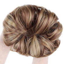 Load image into Gallery viewer, Kellynee Messy Bun Hair Piece Thick Updo Scrunchies Hair Extensions Ponytail Hair Accessories Light Brown Mix Ash Blonde