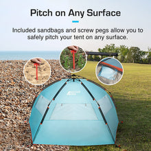 Load image into Gallery viewer, Active Era Premium Beach Tent Easy Setup – Portable 3-4 Person Beach Shade Tent Sun Shelter with UPF 50+ Rated Sun Protection & Extended Porch - Beach Tents Sun Shelter Beach Essentials