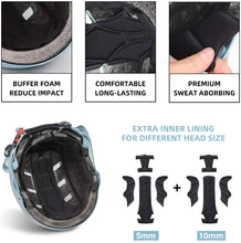 Load image into Gallery viewer, Skateboard Bike Helmet for Kids Youth & Adults with Two Removable Liners for Multi-Sport Scooter Roller Skate Inline Skating Rollerblading