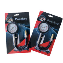 Load image into Gallery viewer, Ponzkoe automobile tire pressure measuring instrument, vehicle tire pressure gauge with tube, stainless steel tire pressure gauge, high-precision tire pressure detector