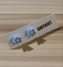 Load image into Gallery viewer, BMYAIXT - Blue Camellia 925 Silver Needle Spring/Summer New Style Temperament Small, Sweet, Exquisite Flower Earrings
