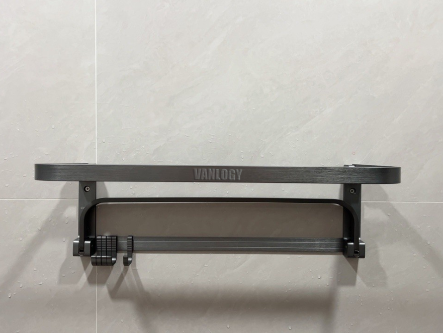 VANLOGY Towel rack, perforated towel rack, integrated hanging rack, bathroom rack, storage rack