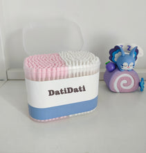 Load image into Gallery viewer, DatiDati Colored Cotton Swabs Biodegradable Ear Cleaning Cotton Swabs Makeup Tools Pointed Spiral Round Head Pink  Blue Cotton Swabs
