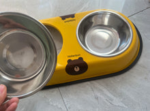 Load image into Gallery viewer, Hollanbun Small and medium-sized dog pet bowls with dual bowls of dog rice bowl and anti overturning drinking water
