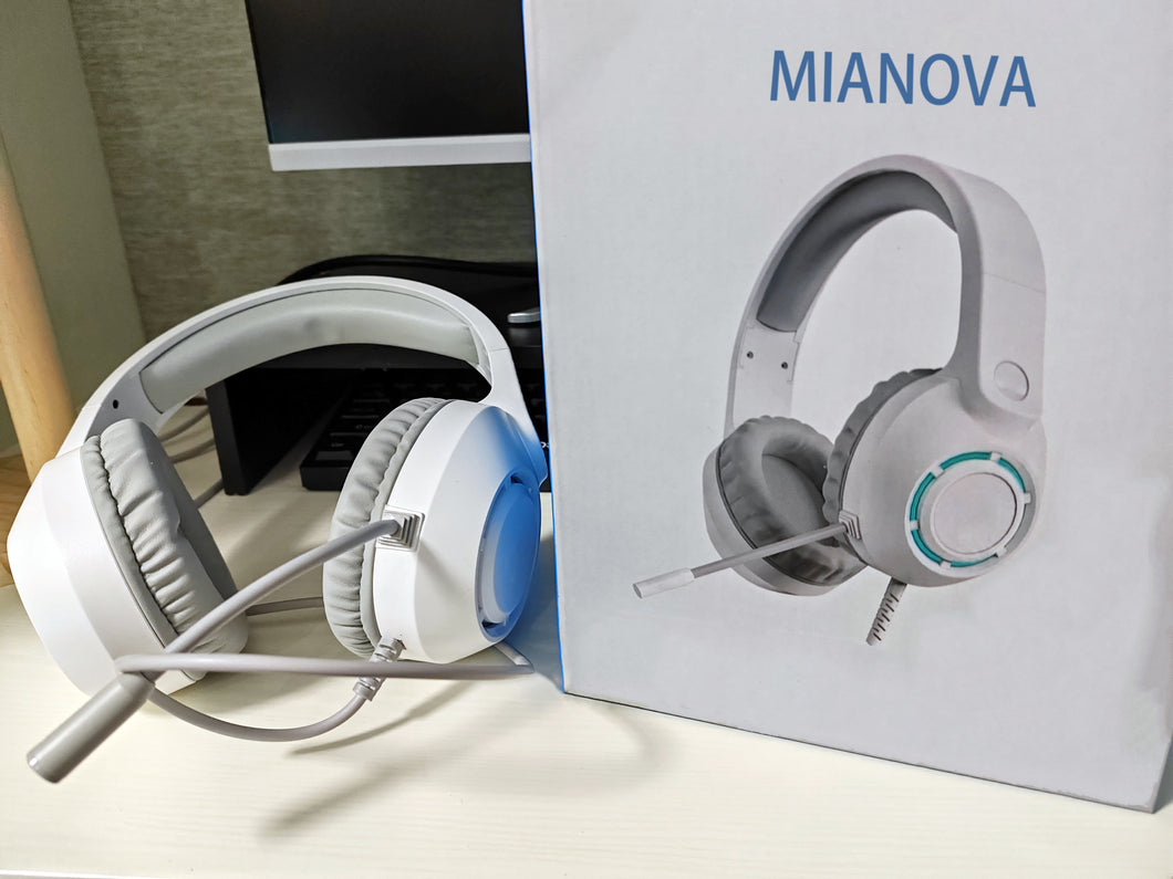 MIANOVA Computer earphones, headset, esports game earphones, wired chicken earbuds with desktop microphone, 2-in-1