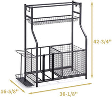 Load image into Gallery viewer, Garage Sports Equipment Storage Organizer with Baskets and Hooks - Easy to Assemble - Sports Ball Gear Rack Holds Basketballs, Baseball Bats, Footballs, Tennis Rackets and More (King)
