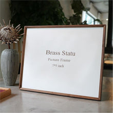 Load image into Gallery viewer, Brass Statu Rustic Wooden Photo Frame with Clear Glass, Picture Frame for Tabletop or Wall Display , Perfect for House Decoration
