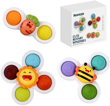 Load image into Gallery viewer, Neureyte Suction Cup Spinner Toys 3PCS Bath Toys for Toddlers 1-3 Spinning Top Toys for Toddlers Baby Dimple Toys
