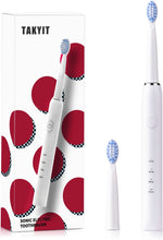 Load image into Gallery viewer, TAKYIT Electric Toothbrush, Rechargeable Sonic Toothbrush for Adults, 4 Hr Last 65 Days, Smart Timers, Power Whitening Electric Toothbrushes for Travel, Student, Sensitive Teeth (White)
