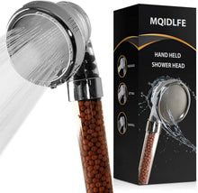Load image into Gallery viewer, MQIDLFE High Pressure Shower Head With Handheld | 3 Mode Water Softener Shower Head With Hose and Holder | Filtered Shower Head With Mineral Beads | Improve Hair Quality and Skin Condition
