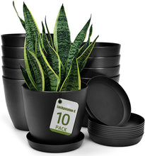 Load image into Gallery viewer, Luckystatue-E Flower Pots with Drainage Hole and Trays, Modern Decorative Gardening Pots, Suitable for Indoor and Outdoor, All House Plants
