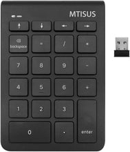 Load image into Gallery viewer, MTISUS 2.4G Wireless Numeric Keypad Keyboard for Laptop, Apple Mac iMac MacBook Pro/Air, Windows PC, or Desktop Computer with USB Receiver 22 Key Slim Number Pad Numerical Numpad - Black
