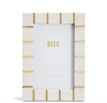 Load image into Gallery viewer, NEEC Photo Frames, Brass Lines Photo Frames for Vertical Tabletop Display, White and Gold, 1-Pack, 4 x 6 Inches
