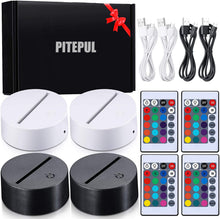 Load image into Gallery viewer, PITEPUL 3D LED Lamp Base, LED Lamp Battery or USB Operated Remote Control Light Base for Christmas, Birthday
