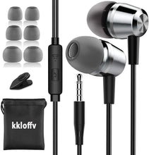 Load image into Gallery viewer, kkloffv Earphones in-Ear Headphones with Mic, High Sensitivity Microphone – Noise Isolating, High Definition for Music, Earbuds for Samsung, iPhone, iPad, Smartphone, MP3 Players.
