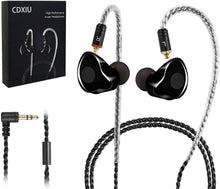 Load image into Gallery viewer, CDXIU Dynamic Hybrid Wired Earphones, Dual Driver in-Ear Earphones Musicians in Ear Headphones with MMCX Detachable Cables, Noise-Isolating Earphones, HiFi Stereo (Black)
