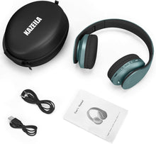 Load image into Gallery viewer, KAZEILA Bluetooth Headphones, Wireless Headphones Over Ear with Microphone, Foldable &amp; Lightweight Stereo Wireless Headset for Travel Work TV PC Cellphone- Silver Blue
