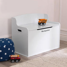 Load image into Gallery viewer, Mustpoint Wooden Toy Chest and Storage Chest with Seating Bench - For Kids and Babies – Girls and Boys - White - Large

