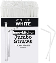 Load image into Gallery viewer, Innovkitchen Plastic White Flexible Drinking Straws , Individually Wrapped Disposable White Straws 7.75 Inches Long
