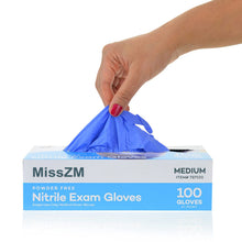 Load image into Gallery viewer, MissZM Powder Free Nitrile Exam Gloves,  Pack of 100
