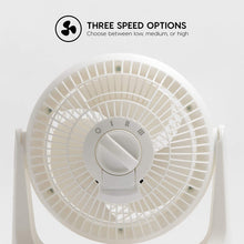 Load image into Gallery viewer, KITWLEMEN Electric Fan without Noise–Quiet Electric Fan for Home or Office, 3 Speeds and 360 Degree Pivoting Head
