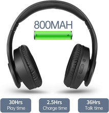 Load image into Gallery viewer, RELLORKTEK Wireless Headset with Deep Bass, Bluetooth Headphones Over Ear, Soft Memory-Protein Earmuffs and Built-in Mic for Smartphones/PC/TV (Black)
