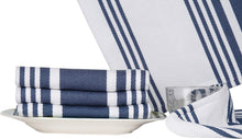 Load image into Gallery viewer, LUARACOM Set of 6 Kitchen Towels Highly Absorbent 100% Cotton Dish Towel 20X30 Inch with Mitered Corners Trendy Stripes Indigo Blue/White Bar Towels &amp; Tea Towels
