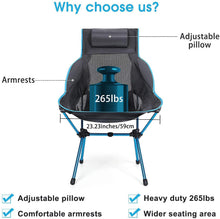 Load image into Gallery viewer, dhakalrlde Chair, High Back Lightweight Chair with Removable Pillow, Side Pocket &amp; Carry Bag
