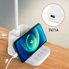 Load image into Gallery viewer, LYSCOBE LED Desk Lamp, Desk Light with USB Charging Port, Table Lamp for Home Office College Dorm - 650LM, White, Modern, Gooseneck, Pen Holder - Study Lamp for Bedroom Reading, Nail Lamp with Organizer
