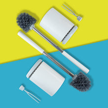 Load image into Gallery viewer, Bitrein Toilet Brush with Holder Set- 5 Difference to Other Bowl Cleaner Brushes for Bathroom Cleaning- 2 White Sets, Combination of Plastic and Stainless Steel
