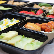 Load image into Gallery viewer, ALMOXVYE Meal Prep Container 20 Pack 3 Compartments with Lids Food Storage Bento Box BPA Free/Reusable/Stackable Lunch Planning, Microwave/Freezer/Dishwasher Safe, Portion Control 36oz
