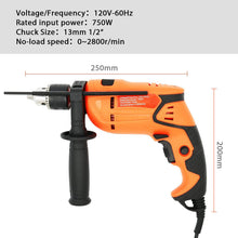 Load image into Gallery viewer, MYSWEETY Drill Hammer, Hammer and Drill 2 Functions in 1, Variable Speed 0-3000RPM, 360°Rotating Handle, Depth Gauge
