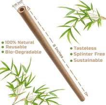 Load image into Gallery viewer, Mason Life 10 Pack Natural Bamboo Drinking Straws - Eco-Friendly, Sustainable, Reusable Straws with Straw Cleaner
