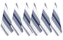 Load image into Gallery viewer, LUARACOM Set of 6 Kitchen Towels Highly Absorbent 100% Cotton Dish Towel 20X30 Inch with Mitered Corners Trendy Stripes Indigo Blue/White Bar Towels &amp; Tea Towels
