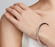 Load image into Gallery viewer, BLACK KING Hinge Silver Crystal Bangle - Multiple Shining Gems - Best Gift for Women, Girls
