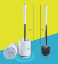 Load image into Gallery viewer, Bitrein Toilet Brush with Holder Set- 5 Difference to Other Bowl Cleaner Brushes for Bathroom Cleaning- 2 White Sets, Combination of Plastic and Stainless Steel
