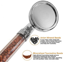 Load image into Gallery viewer, MQIDLFE High Pressure Shower Head With Handheld | 3 Mode Water Softener Shower Head With Hose and Holder | Filtered Shower Head With Mineral Beads | Improve Hair Quality and Skin Condition
