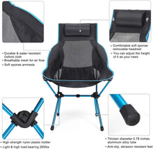 Load image into Gallery viewer, dhakalrlde Chair, High Back Lightweight Chair with Removable Pillow, Side Pocket &amp; Carry Bag
